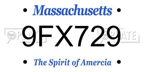 9FX729 Massachusetts License Plate