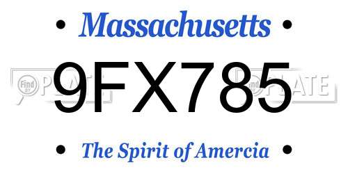 9FX785 Massachusetts License Plate