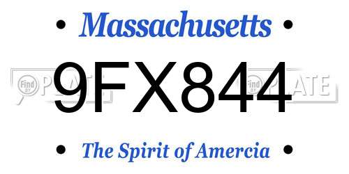 9FX844 Massachusetts License Plate