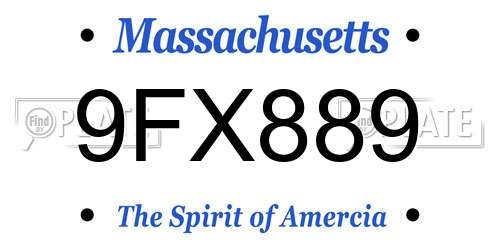 9FX889 Massachusetts License Plate