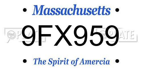 9FX959 Massachusetts License Plate