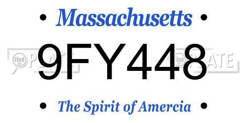 9FY448 Massachusetts License Plate