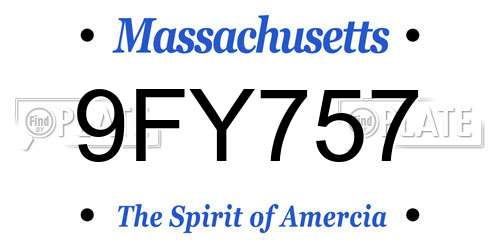 9FY757 Massachusetts License Plate