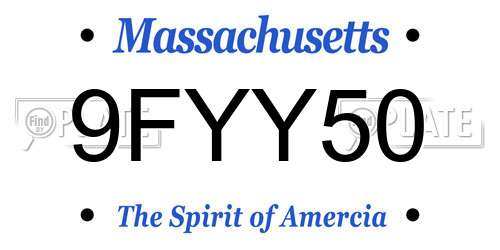 9FYY50 Massachusetts License Plate