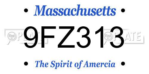 9FZ313 Massachusetts License Plate