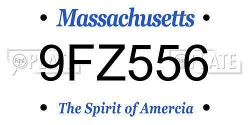 9FZ556 Massachusetts License Plate