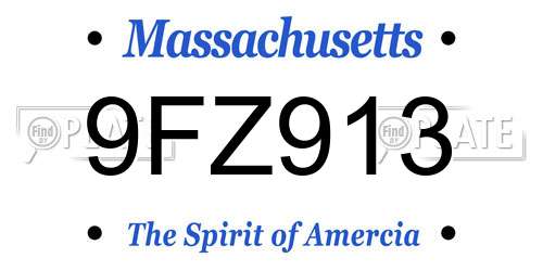 9FZ913 Massachusetts License Plate