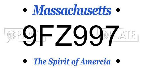 9FZ997 Massachusetts License Plate