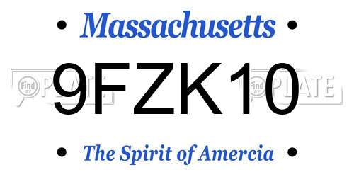 9FZK10 Massachusetts License Plate