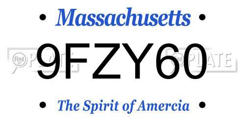 9FZY60 Massachusetts License Plate