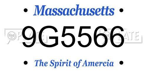 9G5566 Massachusetts License Plate