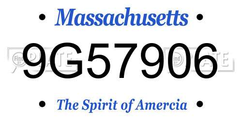 9G57906 Massachusetts License Plate