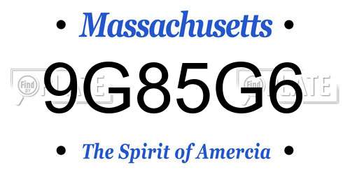 9G85G6 Massachusetts License Plate
