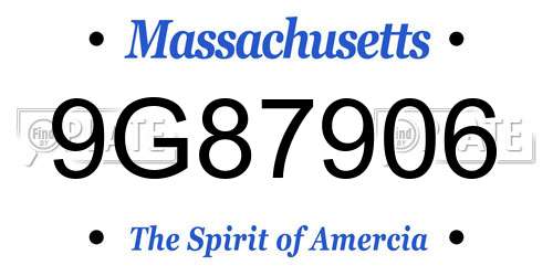 9G87906 Massachusetts License Plate