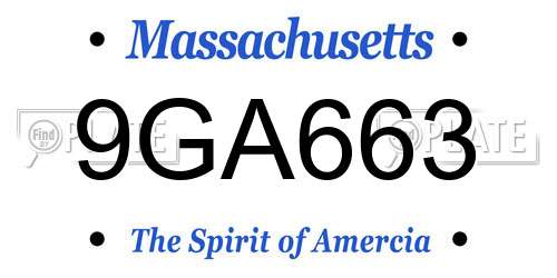9GA663 Massachusetts License Plate