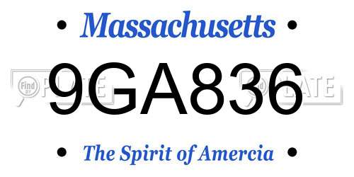 9GA836 Massachusetts License Plate