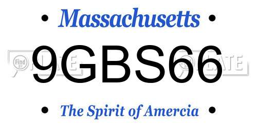 9GBS66 Massachusetts License Plate