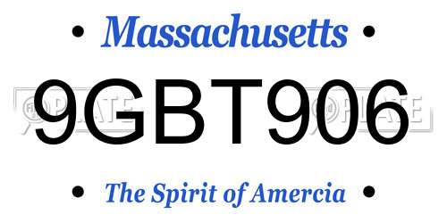 9GBT906 Massachusetts License Plate