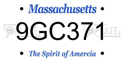 9GC371 Massachusetts License Plate