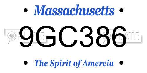 9GC386 Massachusetts License Plate