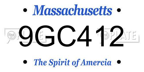 9GC412 Massachusetts License Plate