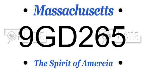 9GD265 Massachusetts License Plate