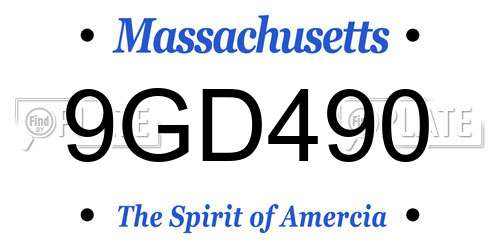 9GD490 Massachusetts License Plate