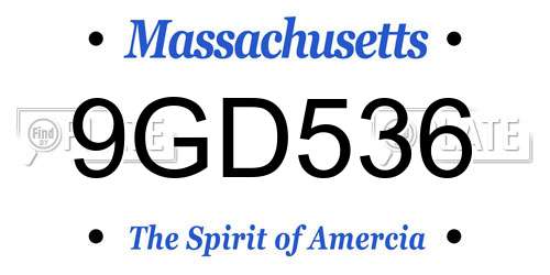 9GD536 Massachusetts License Plate