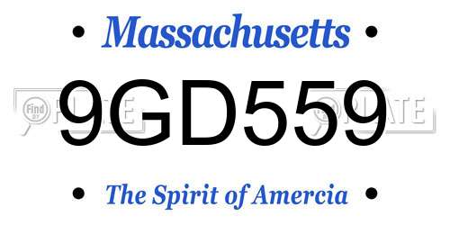 9GD559 Massachusetts License Plate