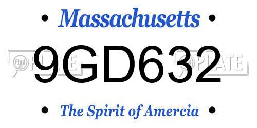 9GD632 Massachusetts License Plate