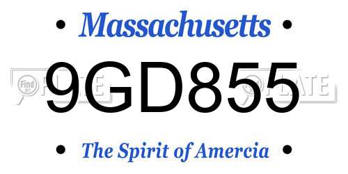 9GD855 Massachusetts License Plate