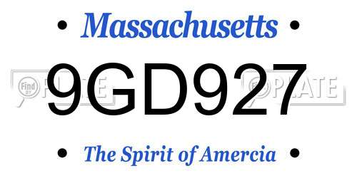 9GD927 Massachusetts License Plate