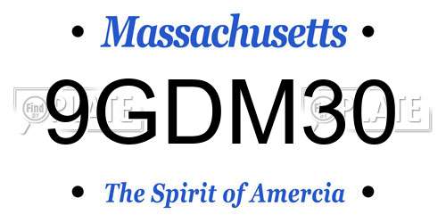 9GDM30 Massachusetts License Plate