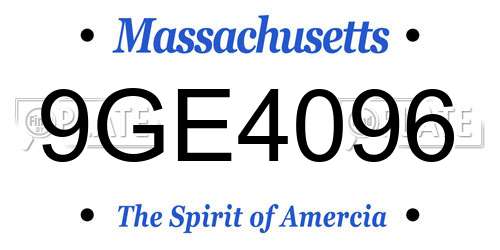 9GE4096 Massachusetts License Plate