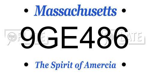 9GE486 Massachusetts License Plate