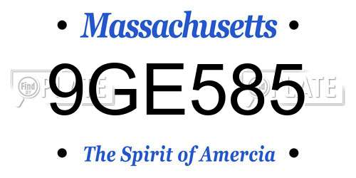 9GE585 Massachusetts License Plate