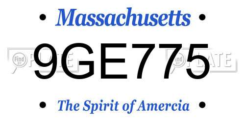 9GE775 Massachusetts License Plate