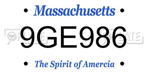 9GE986 Massachusetts License Plate