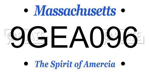 9GEA096 Massachusetts License Plate