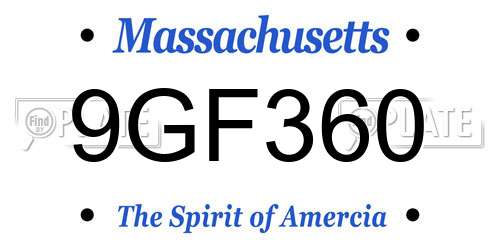 9GF360 Massachusetts License Plate
