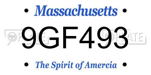 9GF493 Massachusetts License Plate