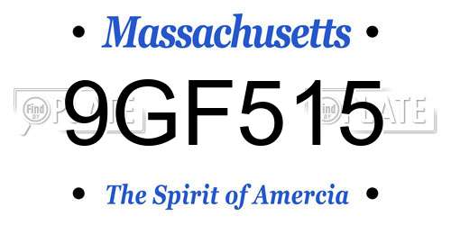 9GF515 Massachusetts License Plate