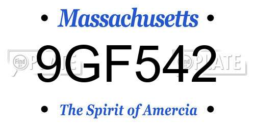 9GF542 Massachusetts License Plate
