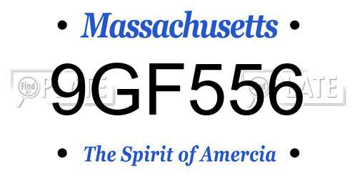9GF556 Massachusetts License Plate