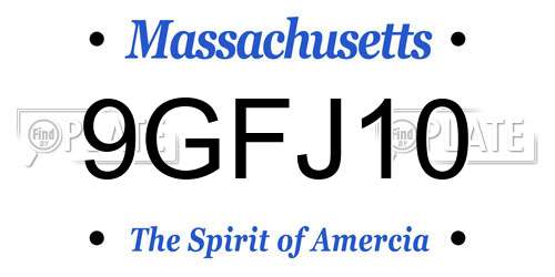 9GFJ10 Massachusetts License Plate
