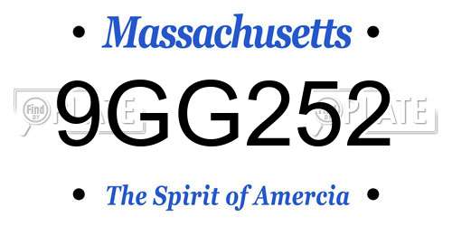 9GG252 Massachusetts License Plate