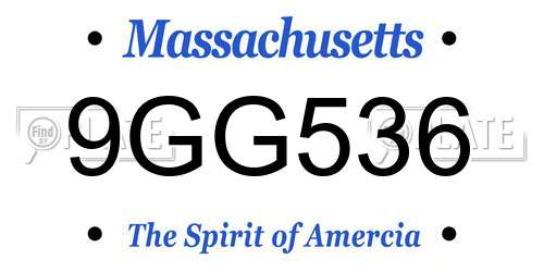 9GG536 Massachusetts License Plate