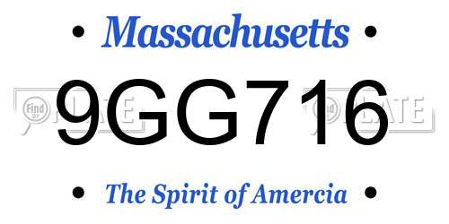 9GG716 Massachusetts License Plate