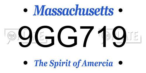 9GG719 Massachusetts License Plate