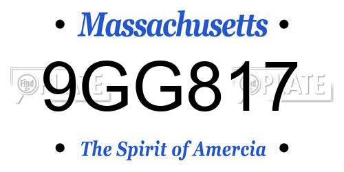 9GG817 Massachusetts License Plate